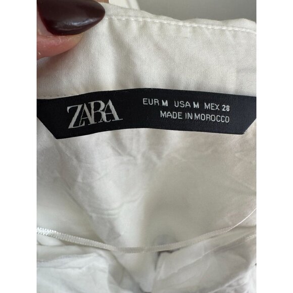 ZARA White Shirt Sun Collared Dress Size Medium - Picture 6 of 8